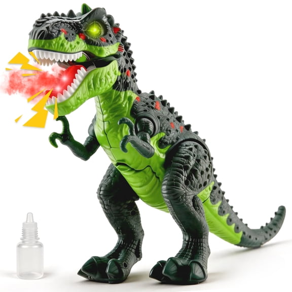 Aijohnny Walking T-Rex Dinosaur Toy, Realistic Tyrannosaurus Toys with 3D Eyes, Mist Spray, Lights & Roar Sound, Birthday Gifts for Kids 1-8 Years Old
