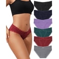 thumbnail image 1 of Aijolen Cotton Underwear for Women Lace Edge Bikini Cheeky Panties Ladies Briefs 6 Pack S-2XL, 1 of 7