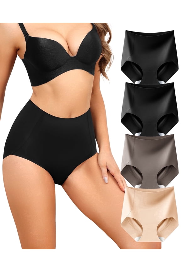 Women's Tummy Control Underwear, High-Waisted Shapewear Panties Seamless Briefs 4-Pack(M,Fade Night)