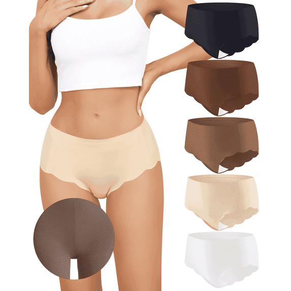 Aijolen Women's Camel Proof Seamless Underwear Camel Toe Concealer No Show Yoga Workout Panties 5 Pack S-XXL