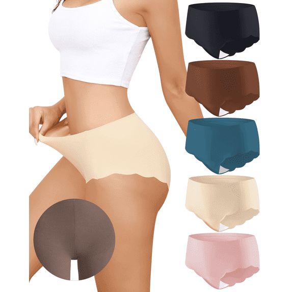 Aijolen Women's Seamless Underwear No Show Camel Proof Panties for Leggings Workout Yoga 5-Pack S-2XL