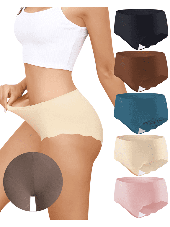 Women's Seamless Underwear No Show Camel Proof Panties for Leggings Workout Yoga 5-Pack S-2XL