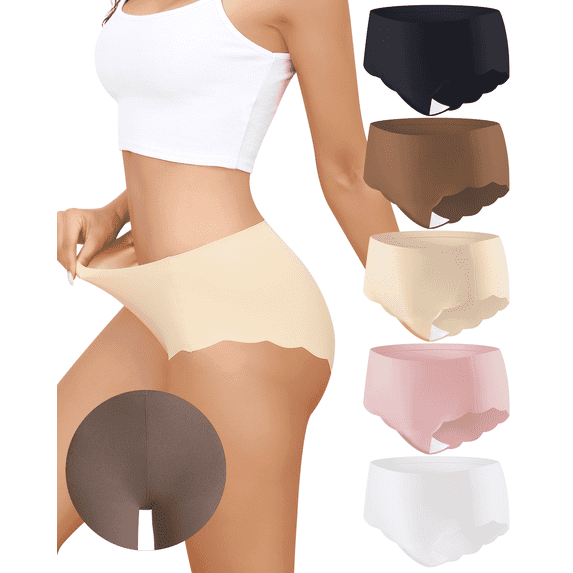 Aijolen Women's Seamless Underwear No Show Camel Proof Panties for Leggings Workout Yoga 5-Pack S-2XL