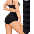 thumbnail image 1 of Aijolen Women's Seamless High Waist Underwear Full Coverage Briefs No Show Ladies Panties Ice Silk 6 Pack(XXL,Black), 1 of 8