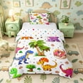 thumbnail image 1 of Metsweet 3D Cute Dino Twin Duvet Cover, Cartoon Animal Twin Bedding, Pink Orange Purple,2pcs,1 Duvet Cover and 1 Pillowcase, 1 of 6