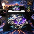 thumbnail image 1 of Metsweet Animal Dragon Tiger Unicorn Twin Comforter Sets 2pcs, Japanese Style Bedding Set,Black Reversible,1 Comforter and 1 Pillowcase, 1 of 6