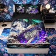 thumbnail image 1 of Metsweet Animal Dragon Tiger Unicorn Zipper Twin Comforter Sets with Fitted Sheet and 2 Pillowcases, Japanese Style Zipper Bedding Set,4-Piece,Black Reversible, 1 of 6