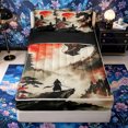 thumbnail image 1 of Metsweet Animal Dragon Zipper Full Size Comforter Sets with Fitted Sheet and 2 Pillowcases, Japanese Samurai Zipper Bedding Set, Black Red White,4pcs,Black Reversible, 1 of 6