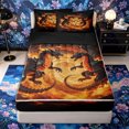 thumbnail image 1 of Metsweet Animal Dragon Zipper Twin Comforter Sets with Fitted Sheet and 2 Pillowcases, Abstract Flame Volution Zipper Bedding Set, Orange Red Black,4-Piece,Black Reversible, 1 of 6