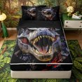 thumbnail image 1 of Metsweet Animal Tyrannosaurus Rex Zipper Full Size Comforter Sets with Fitted Sheet and 2 Pillowcases, Watercolor Wildlife Zipper Bedding Set, Blue Red Black,4pcs,Black Reversible, 1 of 6