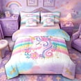 thumbnail image 1 of Metsweet Animal Unicorn Queen Bedding 7pcs, Kawaii Flower Rainbow Bedding Comforter Set Queen,Pink Reversible, 1 of 6