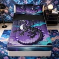 thumbnail image 1 of Metsweet Black Purple Dragon Zipper Twin Comforter Sets with Fitted Sheet and 2 Pillowcases, Gradient Starry Sky Zipper Bedding Set,4-Piece,Black Reversible, 1 of 6