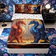 thumbnail image 1 of Metsweet Blue Orange Dragon Zipper Full Size Comforter Sets with Fitted Sheet and 2 Pillowcases, Maple Leaves Zipper Bedding Set, Red Blue,4pcs, 1 of 6