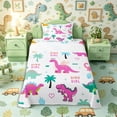 thumbnail image 1 of Metsweet Cartoon Dino Twin Sheets 3pcs for Boys, Kawaii Dinosaurs Animal Bedding, Pink Blue Green,1 Fitted Sheet, 1 Flat Sheet and 1 Pillowcase, 1 of 5