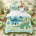 thumbnail image 1 of Metsweet Cartoon Dinosaur Stegosaurus Duvet Cover Queen, Volcano Desert Cactus Queen Bedding, Blue Green,3-Piece,1 Duvet Cover and 2 Pillowcases, 1 of 6