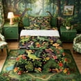 thumbnail image 1 of Metsweet Cartoon Dinosaurs Twin Sheets 3pcs, Tropical Leaves Bedding, Green Red,1 Fitted Sheet, 1 Flat Sheet and 1 Pillowcase, 1 of 5