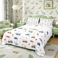 thumbnail image 1 of Metsweet Cartoon Truck Dino King Sheets 4pcs, Kawaii Animal Bedding, Blue Yellow,1 Fitted Sheet, 1 Flat Sheet and 2 Pillowcases, 1 of 5