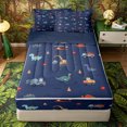 thumbnail image 1 of Metsweet Cartoon Truck Zipper Twin Comforter Sets with Fitted Sheet and 2 Pillowcases, Kawaii Animal Dinosaur Zipper Bedding Set, Orange Navy Blue,4-Piece,Navy Blue Reversible, 1 of 6