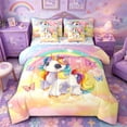 thumbnail image 1 of Metsweet Cartoon Unicorn Butterfly Twin Bedding 7-Piece, Dreamy Princess Rainbow Bedding Comforter Set, 1 of 6