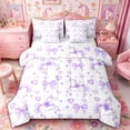 thumbnail image 1 of Metsweet Cartoon Unicorn King Bedding 7pcs for Girls, Kawaii Magic Horse King Bed in a Bag, Purple White, 1 of 6