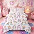 thumbnail image 1 of Metsweet Cartoon Unicorn Queen Comforter Set 3 Pieces, Kawaii Stars Rainbow Comforter Sets Queen,1 Comforter and 2 Pillowcases, 1 of 6