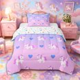 thumbnail image 1 of Metsweet Cartoon Unicorn Twin Comforter Sets 2pcs, Love Heart Gradient Bedding Set, Pink Blue Purple,1 Comforter and 1 Pillowcase, 1 of 6