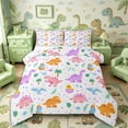 thumbnail image 1 of Metsweet Colorful Dinosaurs King Size Comforter Sets 3pcs, Cartoon Animal Dino Comforters King Size, Black Pink Purple,1 Comforter and 2 Pillowcases, 1 of 6
