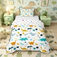 thumbnail image 1 of Metsweet Cute Dino Twin Duvet Cover, Tropical Leaves Twin Bedding, Teal Yellow,2pcs,1 Duvet Cover and 1 Pillowcase, 1 of 6