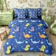 thumbnail image 1 of Metsweet Cute Dinosaur Full Size Bedding Sets 7 Pieces, Stars Print Full Size Bed in a Bag, Green Purple Blue,Navy Blue Reversible, 1 of 6