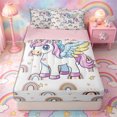 thumbnail image 1 of Metsweet Cute Magical Unicorn Zipper Twin Comforter Sets with Fitted Sheet and 2 Pillowcases, Kawaii Rainbow Zipper Bedding Set,4-Piece,Pink Reversible, 1 of 6