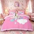 thumbnail image 1 of Metsweet Cute Unicorn Duvet Cover Queen, Cartoon Rainbow Animal Queen Bedding,Pink Reversible,3-Piece,1 Duvet Cover and 2 Pillowcases, 1 of 6