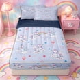 thumbnail image 1 of Metsweet Cute Unicorn Zipper Full Size Comforter Sets with Fitted Sheet and 2 Pillowcases, Rainbow Stars Print Zipper Bedding Set, Pink Purple Blue,4pcs,Navy Blue Reversible, 1 of 6