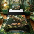 thumbnail image 1 of Metsweet Dino Green Letter A Twin Duvet Cover, Volcano Tyrannosaurus Rex Twin Bedding,Brown Orange,Black Reversible,2pcs,1 Duvet Cover and 1 Pillowcase, 1 of 6