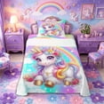 thumbnail image 1 of Metsweet Dreamy Floral Unicorn Twin Sheets 3pcs, Gradient Rainbow Bedding,1 Fitted Sheet, 1 Flat Sheet and 1 Pillowcase, 1 of 5