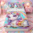 thumbnail image 1 of Metsweet Dreamy Floral Unicorn Zipper Twin Comforter Sets with Fitted Sheet and 2 Pillowcases, Gradient Rainbow Zipper Bedding Set,4-Piece, 1 of 6