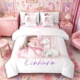thumbnail image 1 of Metsweet Dreamy Pink Unicorn Full Size Bedding Sets 7 Pieces, Kawaii Animal Full Size Bed in a Bag,Pink Reversible, 1 of 6