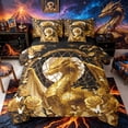 thumbnail image 1 of Metsweet Golden Dragon Twin Bedding 7-Piece, Gothic Rose Moon Bedding Comforter Set, Black Gold White,Black Reversible, 1 of 6