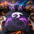 thumbnail image 1 of Metsweet Gothic Dragon Full Size Bedding Sets 7 Pieces, Romantic Purple Rose Full Size Bed in a Bag,Black Reversible, 1 of 6