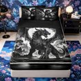 thumbnail image 1 of Metsweet Gothic Dragon Zipper Full Size Comforter Sets with Fitted Sheet and 2 Pillowcases, Magical Wildlife Zipper Bedding Set, Black Gray White,4pcs,Black Reversible, 1 of 6