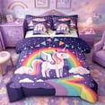 thumbnail image 1 of Metsweet Kawaii Magical Horse King Bedding 7pcs, Starry Sky Rainbow King Bed in a Bag, 1 of 6