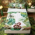 thumbnail image 1 of Metsweet Lizard Snake Turtle Zipper Full Size Comforter Sets with Fitted Sheet and 2 Pillowcases, Tropical Jungle Wildlife Zipper Bedding Set, Green Brown Red,4pcs, 1 of 6