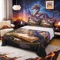 thumbnail image 1 of Metsweet Magic Dragon Queen Sheets 4 Pieces, Gradient Animal Queen Sheet Sets, Purple Gold Blue,1 Fitted Sheet, 1 Flat Sheet and 2 Pillowcases, 1 of 5