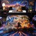 thumbnail image 1 of Metsweet Magic Dragon Twin Comforter Sets 2pcs, Abstract Animal Bedding Set, Red Blue Green,Black Reversible,1 Comforter and 1 Pillowcase, 1 of 6