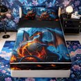 thumbnail image 1 of Metsweet Magic Dragon Zipper Twin Comforter Sets with Fitted Sheet and 2 Pillowcases, Flame Animal Zipper Bedding Set, Blue Orange,4-Piece,Black Reversible, 1 of 6
