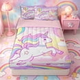 thumbnail image 1 of Metsweet Magical Horse Zipper Twin Comforter Sets with Fitted Sheet and 2 Pillowcases, Cute Unicorn Rainbow Hot Air Balloon Zipper Bedding Set,4-Piece,Pink Reversible, 1 of 6