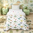 thumbnail image 1 of Metsweet Safari Dino Elephant Giraffe Twin Duvet Cover, Cartoon Animal Twin Bedding, Green Gray White,2pcs,1 Duvet Cover and 1 Pillowcase, 1 of 6