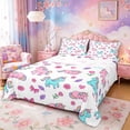 thumbnail image 1 of Metsweet Sweet Unicorn Queen Sheets 4 Pieces, Cartoon Bow Flowers Queen Sheet Sets,1 Fitted Sheet, 1 Flat Sheet and 2 Pillowcases, 1 of 5