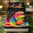 thumbnail image 1 of Metsweet Watercolor Dino Zipper Twin Comforter Sets with Fitted Sheet and 2 Pillowcases, Gradient Starry Sky Zipper Bedding Set, Pink Black,4-Piece,Black Reversible, 1 of 6