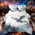 thumbnail image 1 of Metsweet Watercolor Dragon Twin Bedding 7-Piece, Smooky Jungle Bedding Comforter Set, Blue White Black, 1 of 6
