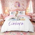 thumbnail image 1 of Metsweet Watercolor Magic Horse Duvet Cover Queen, Dreamy Princess Unicorn Queen Bedding, Blue White,Pink Reversible,3-Piece,1 Duvet Cover and 2 Pillowcases, 1 of 6